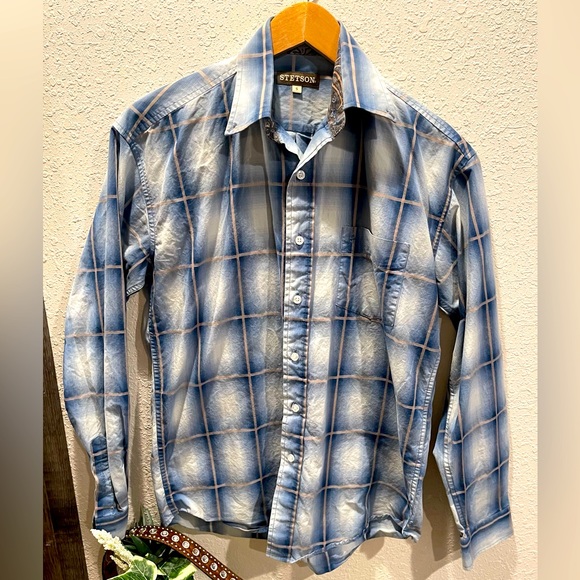 Stetson Men's Checked Button-Down Long-Sleeved Shirt Size S - Picture 3 of 5